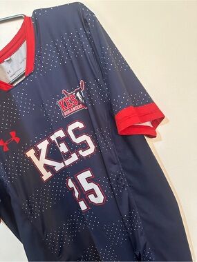 Under Armour Navy and Red KES Highlanders Jersey #25
